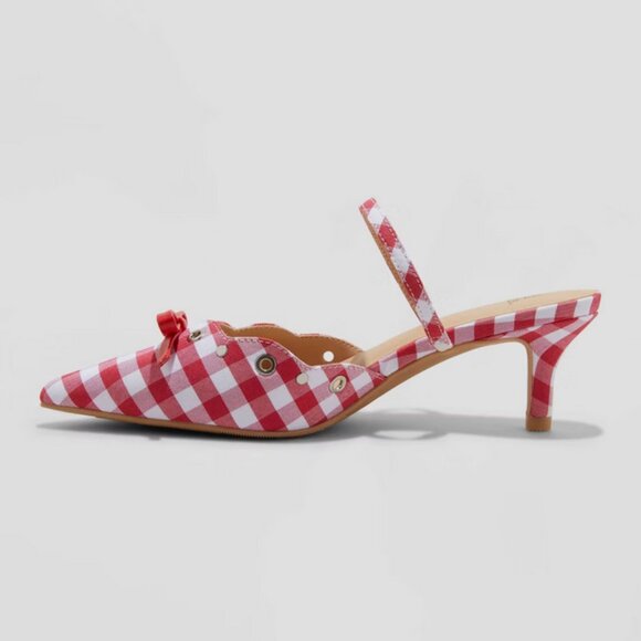 Women's Lysandra Gingham Eyelet Kitten Heels - Wild Fable Red Gingham 9 - Picture 3 of 4